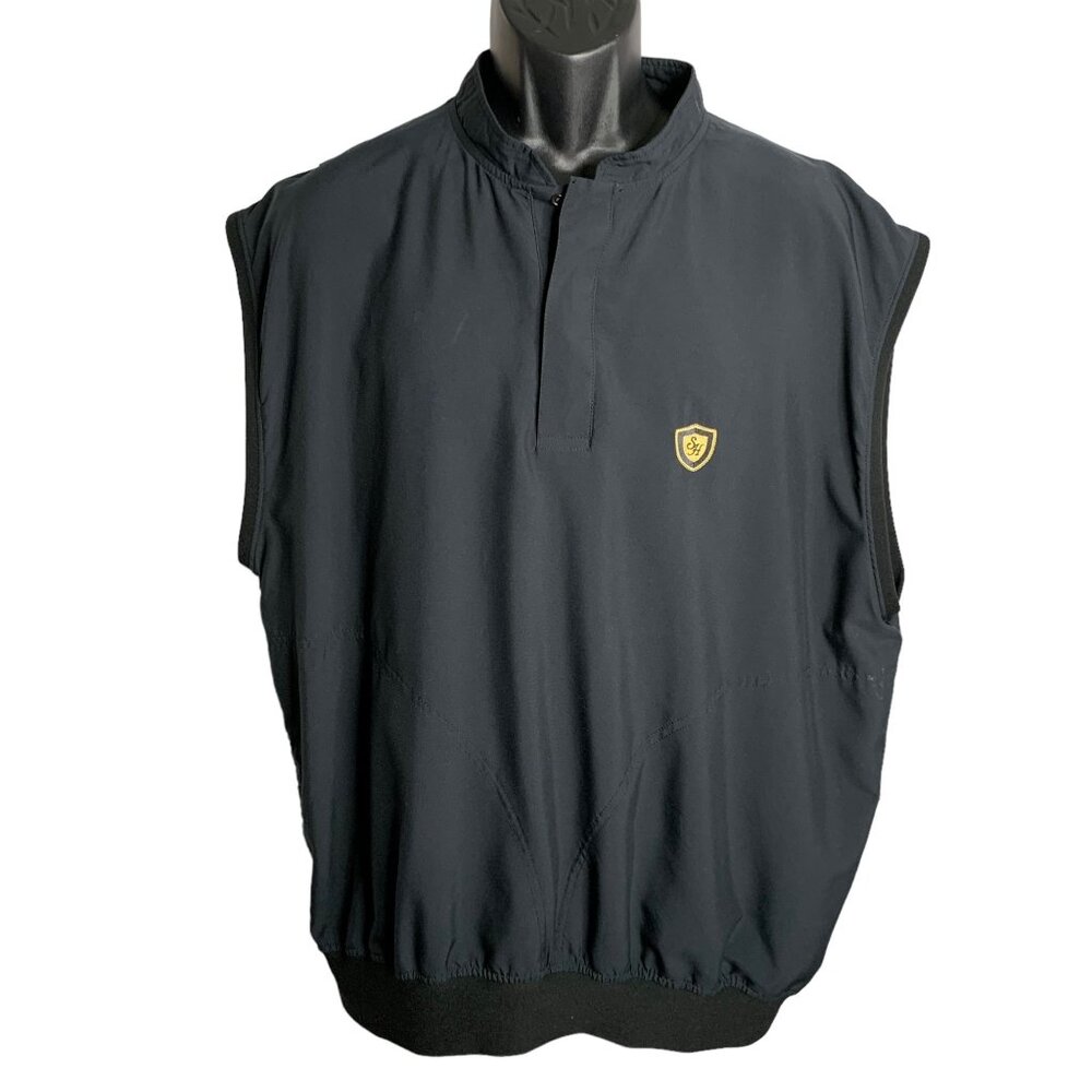ZERO Restriction Golf Pullover Vest L Black Pockets Snaps Elastic Waist Vegas